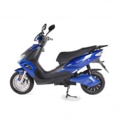 Side View Of Black And Blue Electric Motorbike