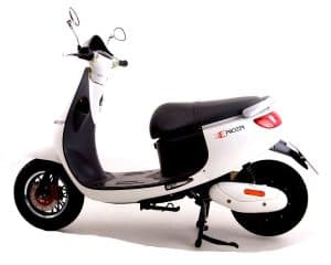 Side View Of White Electric Moped