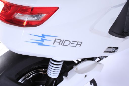 Back Of White E Rider Electric Moped