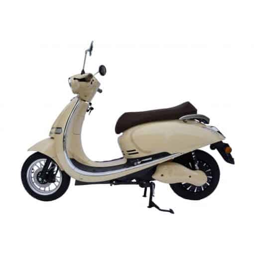 Side View Of Cream Coloured Electric Moped